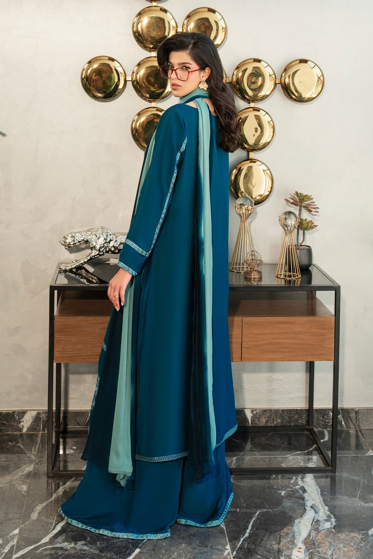 Shop Midnight Teal Online at Erum Khan