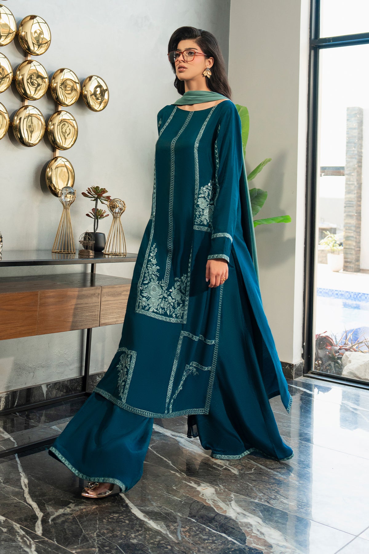 Shop Midnight Teal Online at Erum Khan
