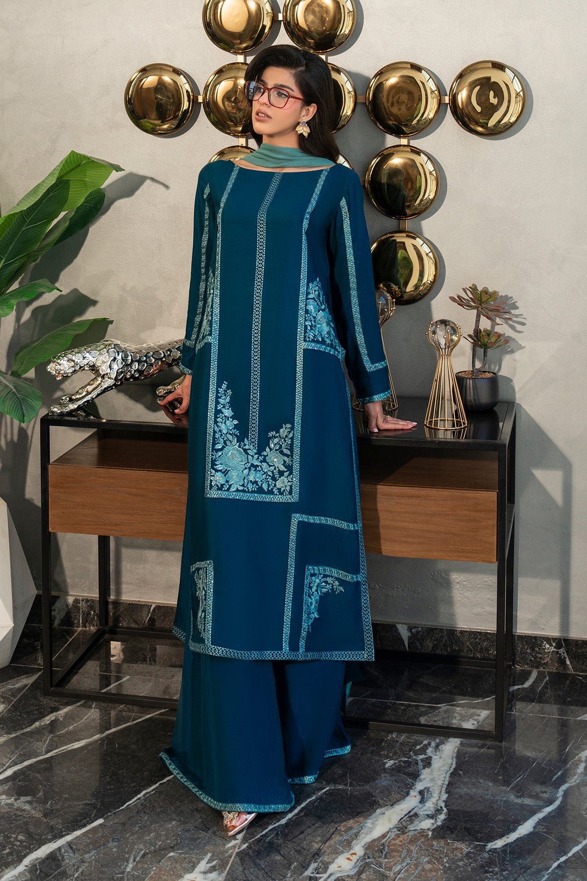 Shop Midnight Teal Online at Erum Khan