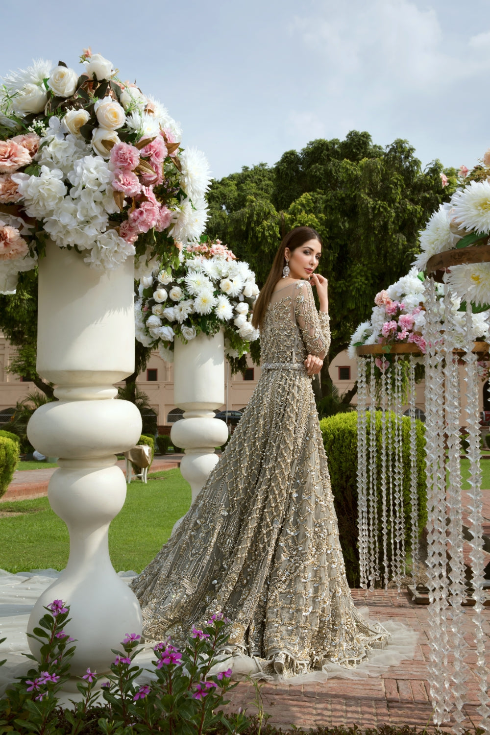 Shop Gray Tail Maxi Online at Erum Khan