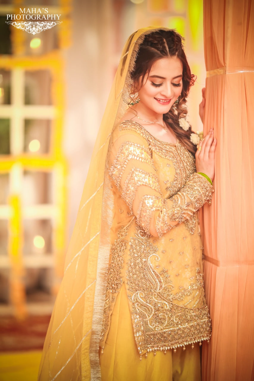 Yellow Bridal Lehenga Aiman Khan Wedding Dress Cost Kashees Bridal
